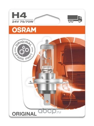 Лампа 24V H4 75/70W P43t OSRAM ORIGINAL LINE 1 шт. блистер купить 360 ₽