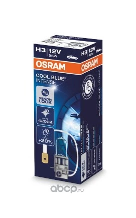 Лампа 12V H3 55W PK22s OSRAM COOL BLUE INTENSE 1 шт. картон купить 671 ₽