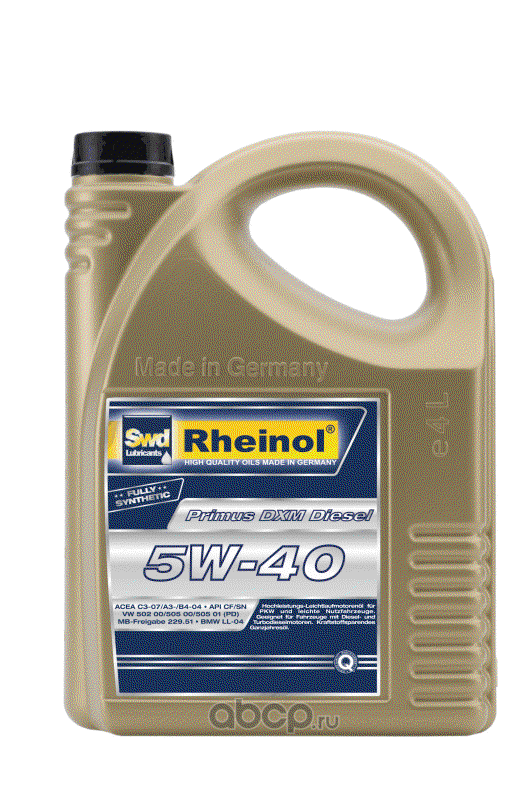 Масло моторное SWD RHEINOL Primus DXM Diesel 5W-40 синтетическое 4 л купить 4 236 ₽