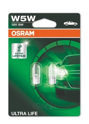 Лампа 12V W5W 5W OSRAM ULTRA LIFE 2 шт. блистер купить 198 ₽