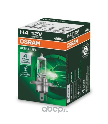 Лампа 12V H4 60/55W P43t OSRAM ULTRA LIFE 1 шт. картон купить 465 ₽