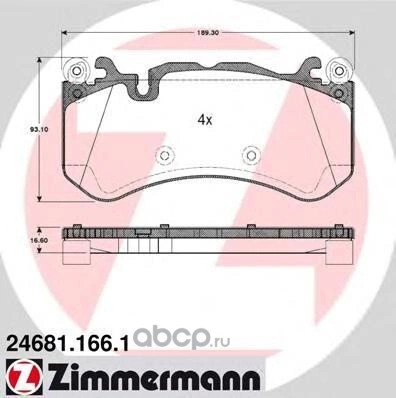 Колодки тормозные (компл) 4ШТ ZIMMERMANN купить 19 325 ₽