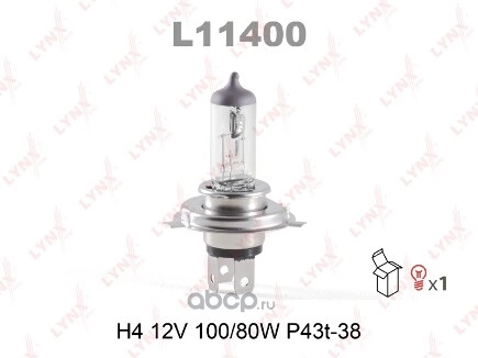 Лампа 12V H4 100/80W P43t LYNXauto 1 шт. картон купить 205 ₽