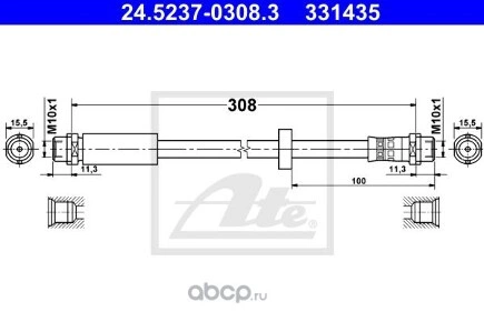 Тормозной шланг передний ATE купить 1 433 ₽