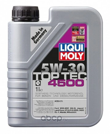 Масло моторное Liqui moly Top Tec 4500 5W-30 синтетика 1 л купить 2 324 ₽