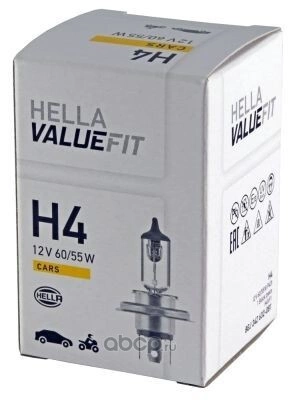 Лампа накаливания VALUEFIT, H4 12V 60/55W P 43t HELLA купить 179 ₽