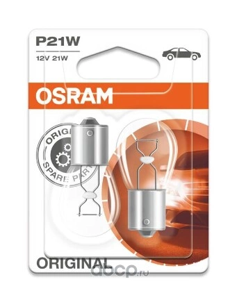 Лампа 12V P21W 21W BA15s OSRAM ORIGINAL LINE 2 шт. блистер купить 167 ₽