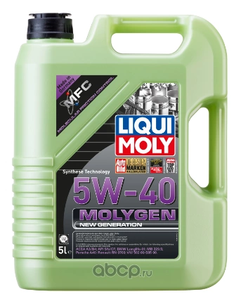 Масло моторное LIQUI MOLY Molygen New Generation 5W-40 синтетическое 5 л купить 8 419 ₽