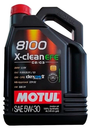 Масло моторное Motul 8100 X-clean EFE 5W-30 синтетическое 4 л купить 4 941 ₽