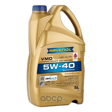 Масло моторное Ravenol VMO 5W-40 синтетика 5 л купить 6 619 ₽