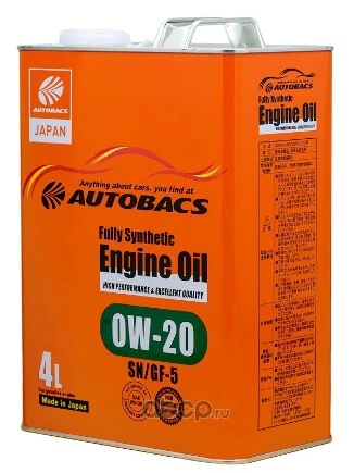 Масло моторное AUTOBACS Engine Oil 0W-20 синтетическое 4 л купить 3 379 ₽