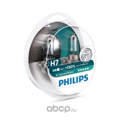 Лампа 12V H7 55W +130% PHILIPS X-tremeVision 2 шт. DUOBOX купить 1 622 ₽