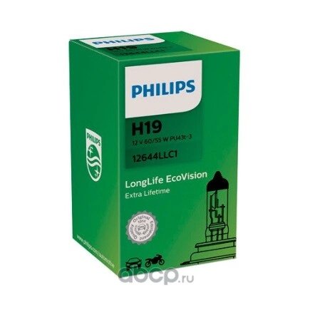 Лампа H19 12V 60/55W PU43t-3 C1 PHILIPS PHILIPS купить 1 594 ₽