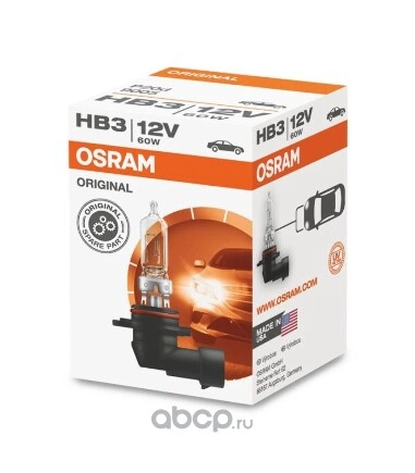 Лампа 12V HB3 60W P20d OSRAM ORIGINAL LINE 1 шт. картон купить 505 ₽