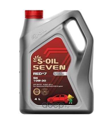 S-OIL Масло моторное SEVEN RED #7 SN 10W-30 4л купить 1 958 ₽