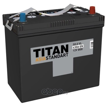 Аккумулятор TITAN ASIA STANDART 50 А/ч Обратная R+ 236x128x221 EN430 А купить 7 371 ₽