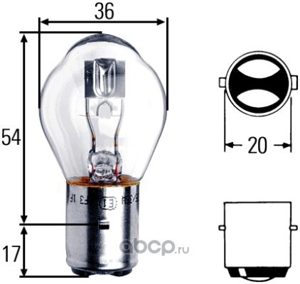 Лампа накаливания  BA20d 12V 25/25W 1 шт. купить 162 ₽