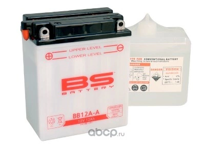 Аккумулятор BS, 12В, 12 Ач 134x80x160, прямая ( /- ), (YB12A-A) BS Battery купить 5 892 ₽