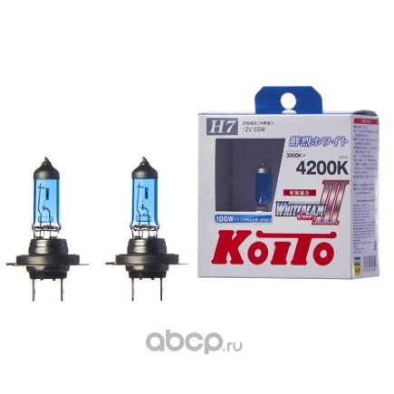 Лампа 12V H7 100/55W PX26d 4200K KOITO Whitebeam комплект DUOBOX купить 2 641 ₽