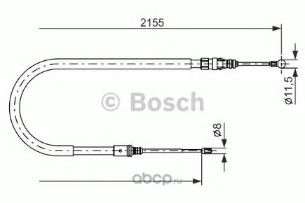 Трос стояночного тормоза L=R PEUGEOT 407 /L=2155mm BOSCH купить 1 521 ₽