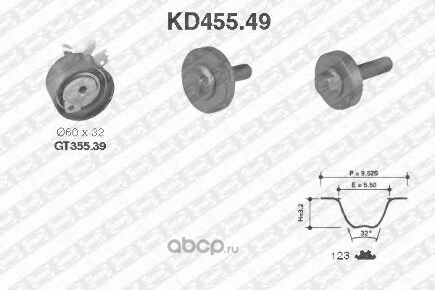 Ремкомплект ГРМ RENAULT/NISSAN all 1.5TD 03> (123SP+GT355.29) NTN-SNR купить 5 581 ₽