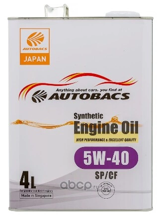 Масло моторное AUTOBACS ENGINE OIL SYNTHETIC 5W-40 синтетическое 4 л купить 3 238 ₽