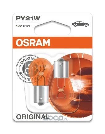 Лампа 12V PY21W 21W BAU15s OSRAM ORIGINAL LINE 2 шт. блистер купить 227 ₽