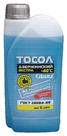 Тосол GLANZ ОЖ-40 готовый -40C синий 1 кг купить 168 ₽