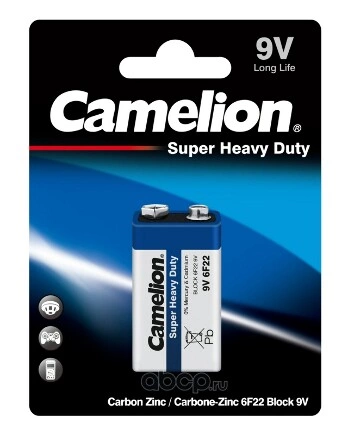 Camelion Plus Alkaline 6LF22-BP1 Батарейка алкалиновая тип 6LR61 9В (крона) 1шт Camelion купить 77 ₽