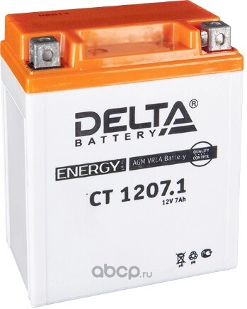 Аккумулятор DELTA Battery мото AGM 7 А/ч обратная R+ 114x70x132 CCA100 А купить 2 436 ₽