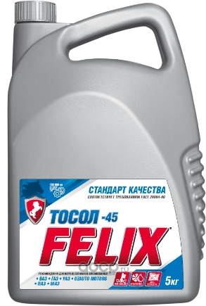 Тосол Felix -45 готовый -45C синий 5 кг купить 871 ₽