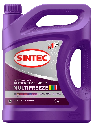 Антифриз Sintec MULTIFREEZE G12 готовый -40 фиолетовый 5 кг купить 1 035 ₽