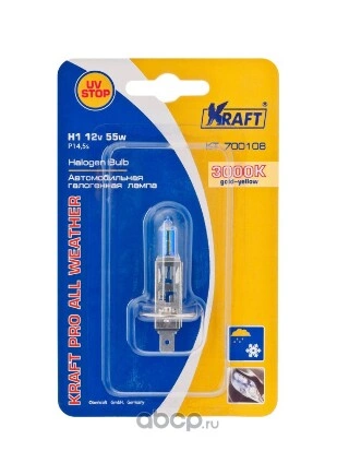 Лампа 12V H1 55W P14,5s KRAFT 1 шт. картон купить 379 ₽